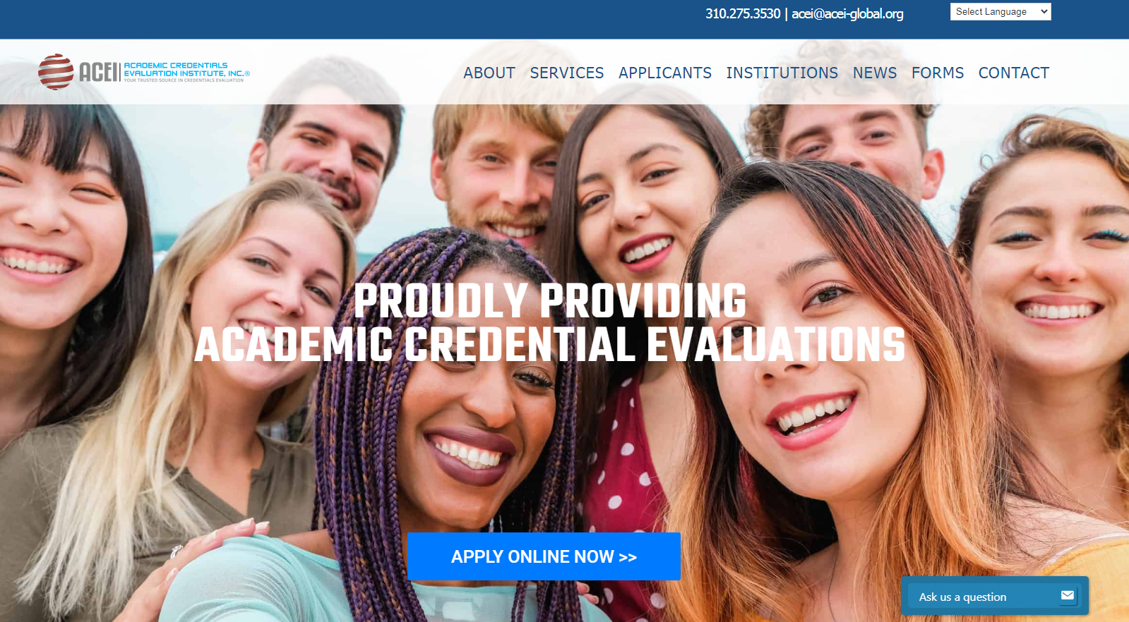 Historical ACEI website screenshot