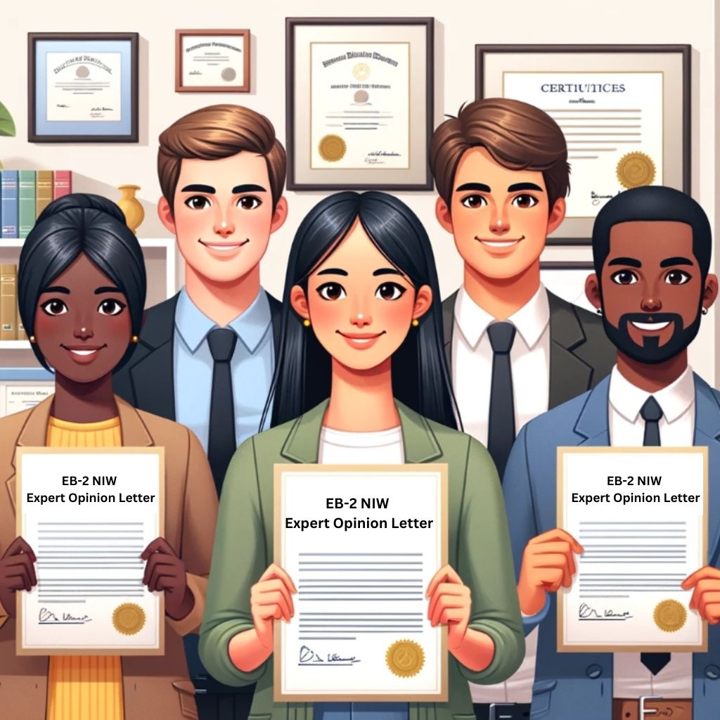 Illustration of people holding expert opinion letters